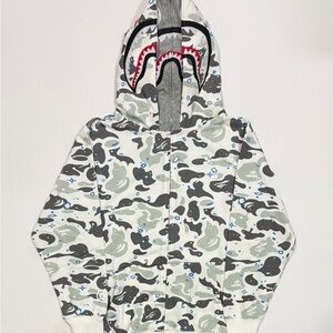White Camo Grey Bape Zip Up Hoodie Size Medium